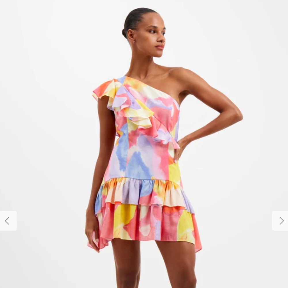 French Connection Isadora Faron One Shoulder Printed Mini Dress